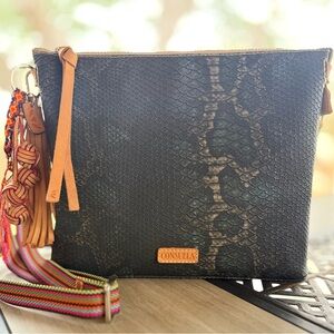 Consuela Downtown Rattler Snake Crossbody Bag Woven Strap + Charm NWOT